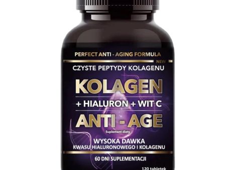 Kolagen + Hialuron + Witamina C Anti-Age suplement diety 120 tabletek Hot on Sale