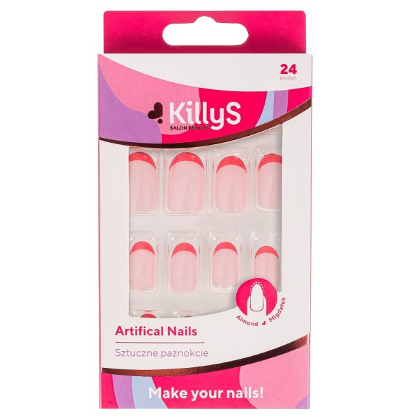 Artifical Nails sztuczne paznokcie Almond Pink French 24szt Online now