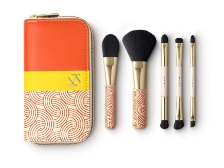 Travel In Italian Style Travel Brush Set podróżny zestaw z 5 profesjonalnymi pędzlami i etui on Sale