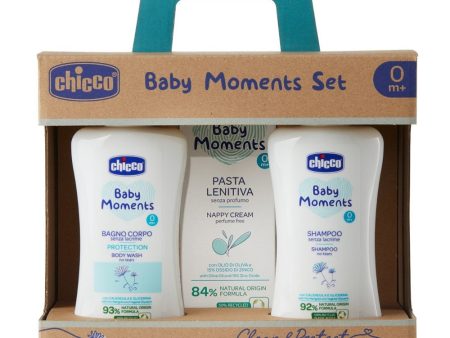 Baby Moments zestaw płyn do kąpieli 200ml + szampon 200ml + krem na odparzenia 100ml For Sale