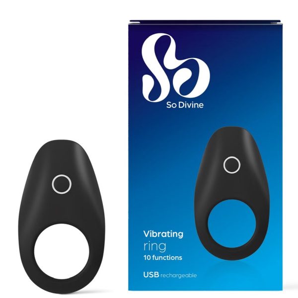 Men Vibrating Ring wibrujący pierścień na penisa Black Online now