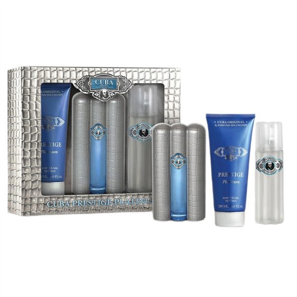 Cuba Prestige Platinum zestaw woda toaletowa spray 90ml + żel pod prysznic 200ml + woda po goleniu 100ml Fashion