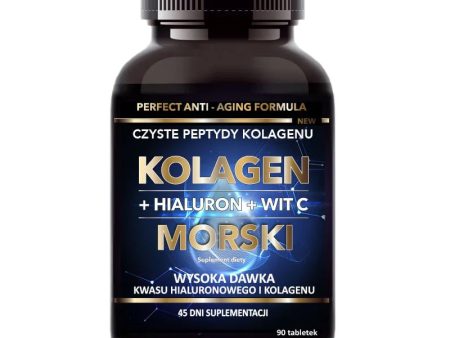 Kolagen morski + hialuron + witamina C 500 mg suplement diety 90 tabletek Online now